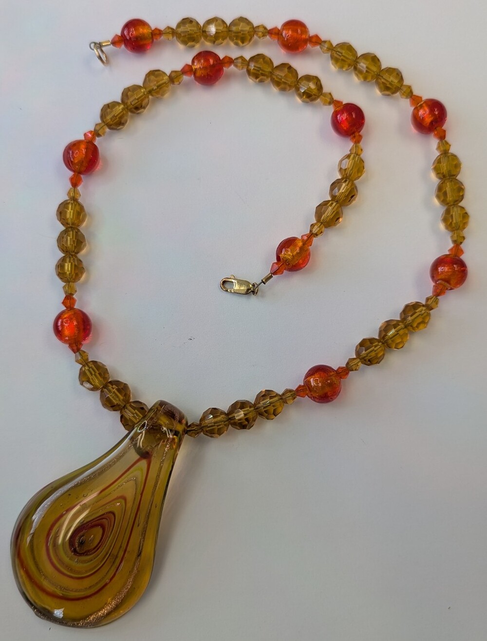 EVC YELLOW & ORANGE GLASS NECKLACE